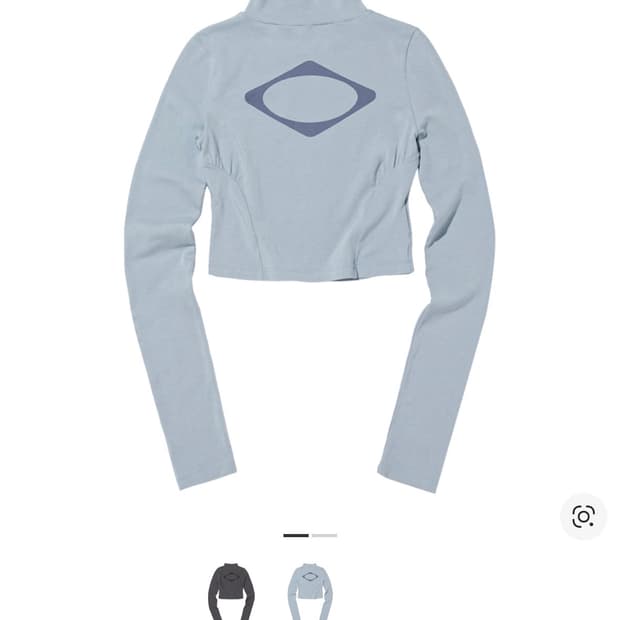 미스치프 피티드 목 넥 롱 슬리브 탑 그레이쉬 블루