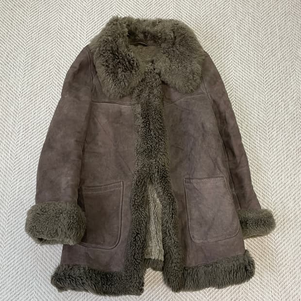 핸드메이드 리얼 스웨이드 시어링 카 코트