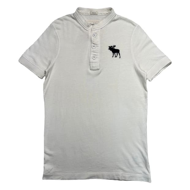 ABERCROMBIE & FITCH 헨리넥 반팔 티셔츠 화이트 M