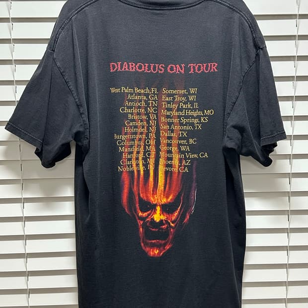 90s 슬레이어 Diabolus On Tour 빈티지 밴드 티셔츠 XL