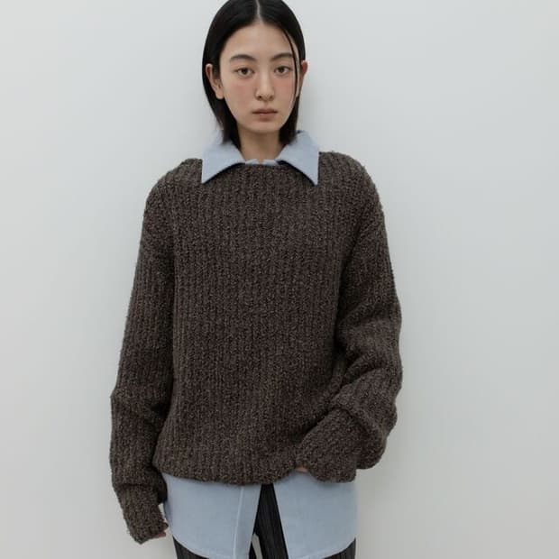 GBH 25FW 보트넥 루즈핏 니트 브라운