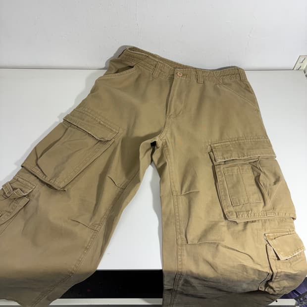 M VTG 베이지 와이드 멀티포켓 카고팬츠