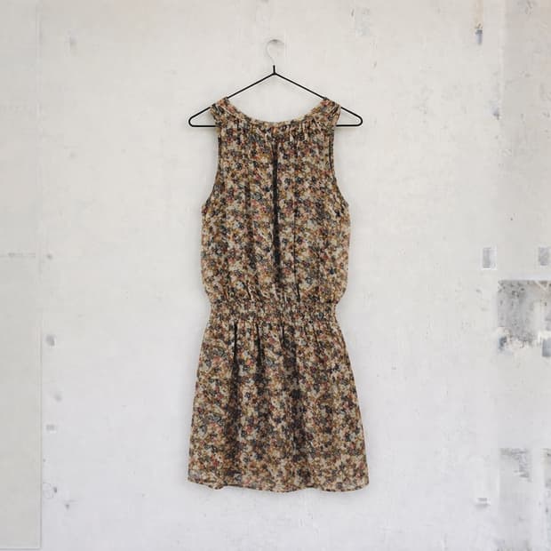 Vintage Floral Sleeveless Mini Dress