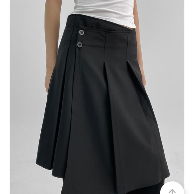 블랙업 스텔비 플리츠 랩 미디스커트 (블랙/s)