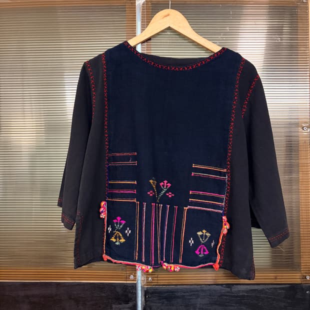 에스닉 리넨 7부 셔츠