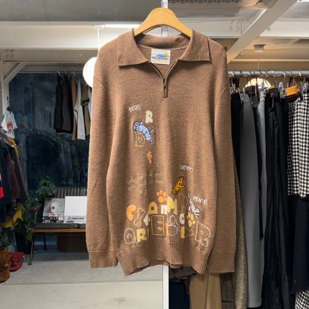 Reve de femme 강아지 자수 하프집업 니트