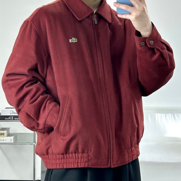 라코스테 올드스쿨 버건디 집업 자켓 105 
