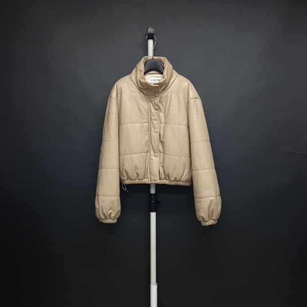 새 JS NEWYORK 페이크 레더 숏 패딩 F 33-66