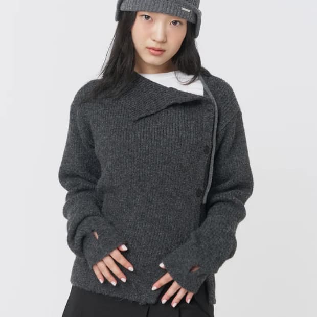 미세키서울 사이드 니트 Side button knit CHARCOAL