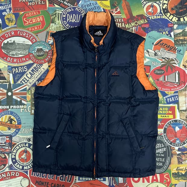 90s 아디다스 올드스쿨 오리털 다운 패딩 조끼 베스트 M