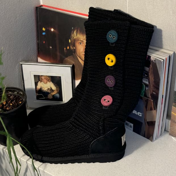 어그 버튼 니트 부츠