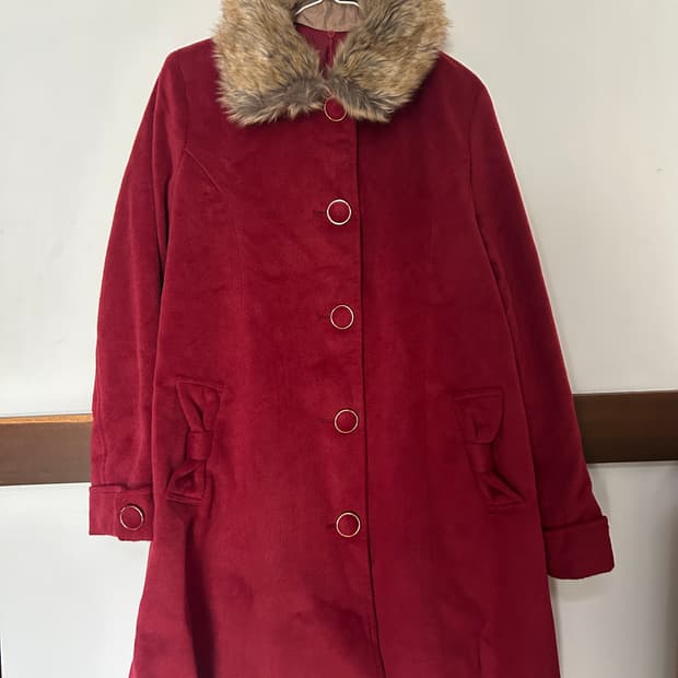 버건디 리본 코트 