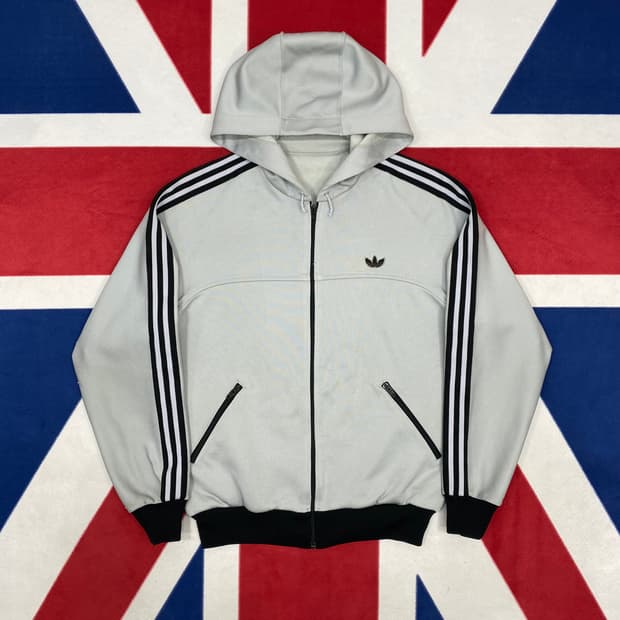 80s 아디다스 후드 트랙탑져지 L