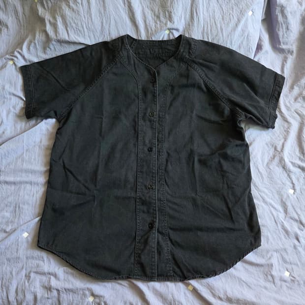 빈티지 베이스볼 반팔 셔츠 블랙 M