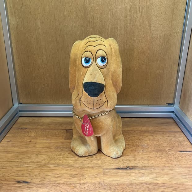 Vintage Flocked Dog Money Box