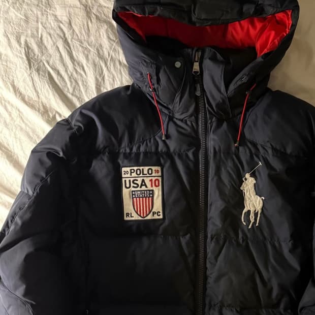 폴로 빅포니 성조기 패딩 다크 네이비