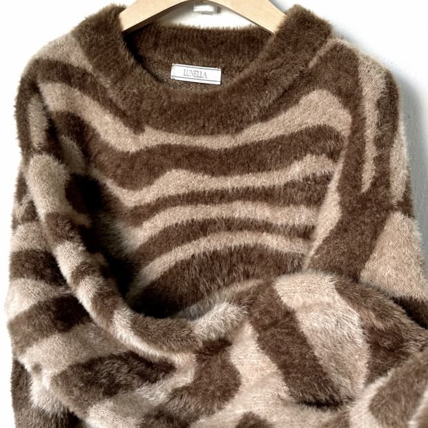 Brushed fabric cropped knit P/O