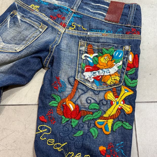 Red Pepper 레드페퍼 자수 와이드 데님 팬츠 