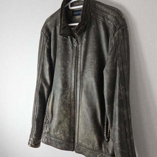 빈폴 워싱 가먼트다잉 양가죽 레더자켓 바이커 버클 빈티지