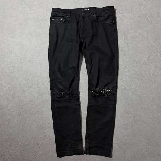 16SS 생로랑 레더스터드 데님팬츠