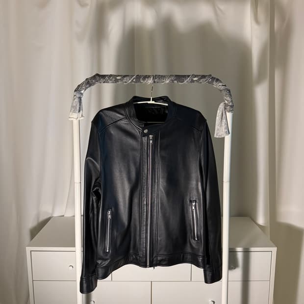 lambskin china collar leather jacket