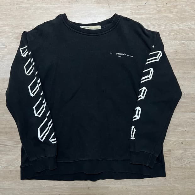 오프화이트 시그니처 디아그 애로우 패턴 프린팅 맨투맨 [블랙] L/100