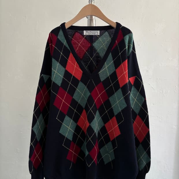 Burberry 버버리 아가일 패턴 퓨어 램스울 니트