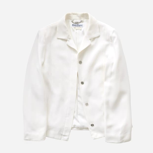Ferragamo White Hidden-Button Blazer