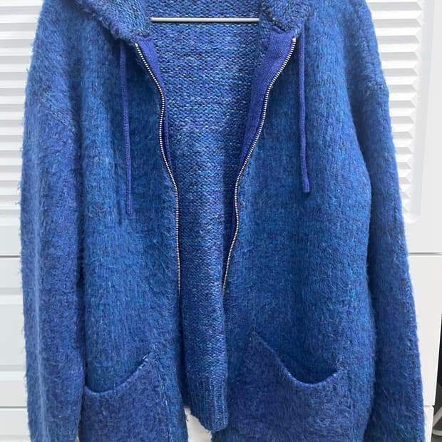 모헤어 니트 후드집업