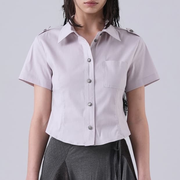 Tense Dance Button slim shirt grey