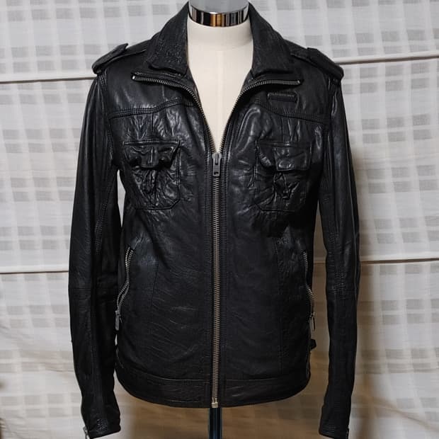 (100% 가죽) 슈퍼드라이 베컴 가죽 자켓 S (95~100)