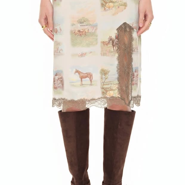 투머치택스 VINTAGE RANCH LACE MIDI SKIRT