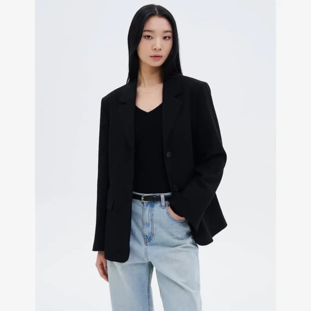 에잇세컨즈 세미오버핏 TR 자켓 블랙 XS