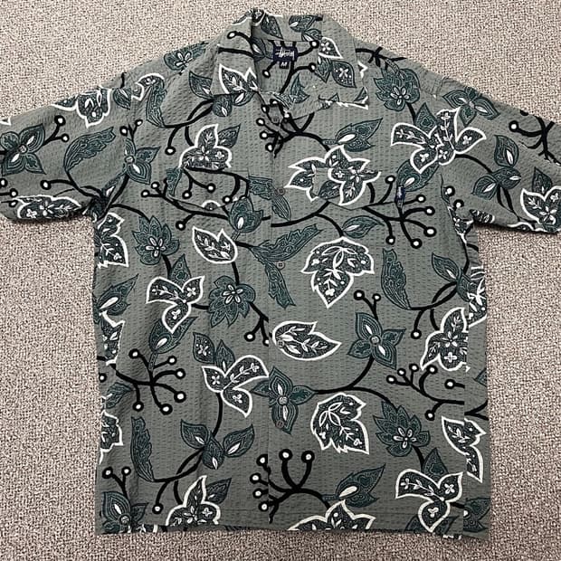 90s 스투시 stussy 플라워 패턴 하와이안 반팔 셔츠 남방