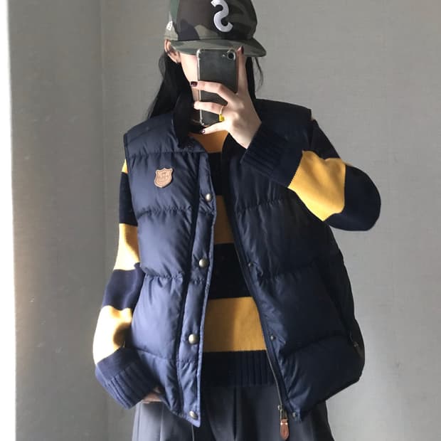 폴로 네이비 패딩 조끼