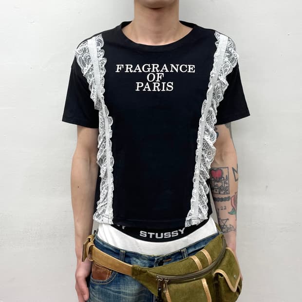 White lace black T-shirt 