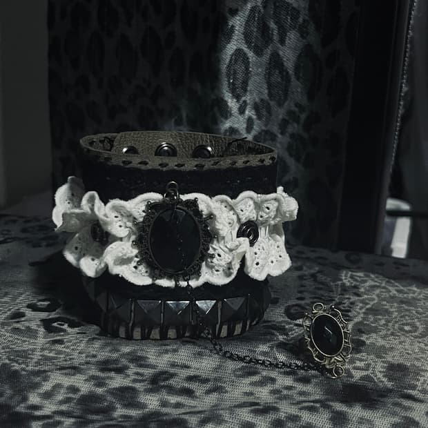핸드메이드 고딕 로리타 핸드 체인 가죽팔찌