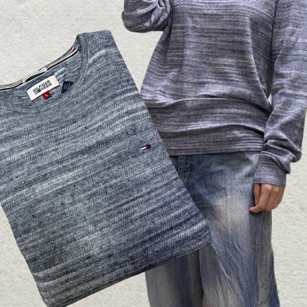 타미힐피거 그레이 텍스처 니트