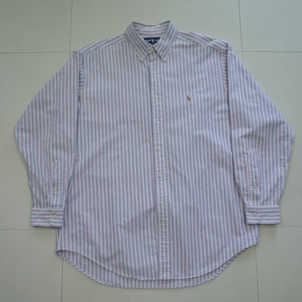 90s 폴로 야머스 옥스포드 버튼다운 셔츠 16.5 (멀티 스트라이프)