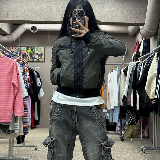 버커루 나일론 항공점퍼 카키 S175