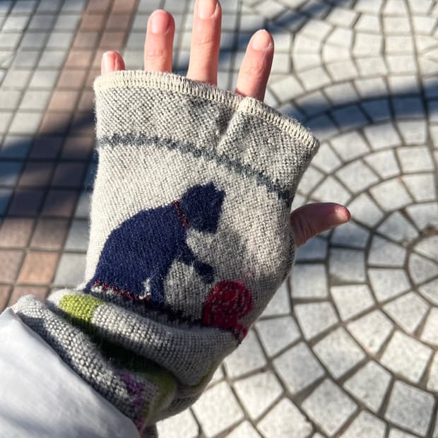 빈티지 고양이 핑거리스 핸드워머