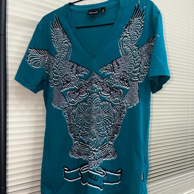 Just Cavalli Graphic Banner V-neck Tee 
