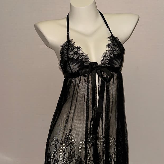 빈티지 블랙 레이스 슬립