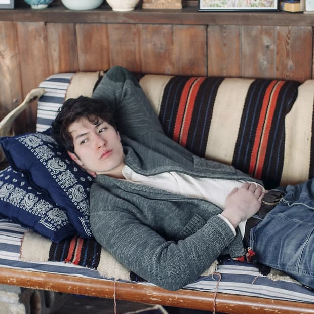 더블알엘 스웨이드 트림 코튼 블렌드 지퍼 카디건 m사이즈