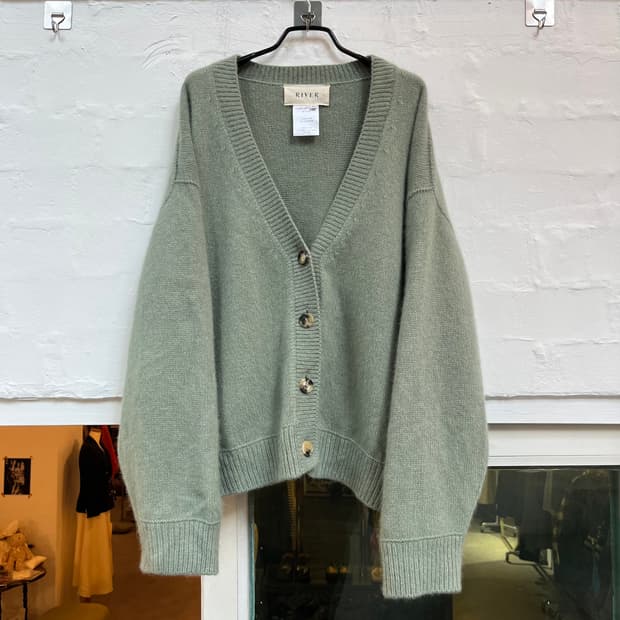 River 폭스 울 혼방 민트 가디건 36