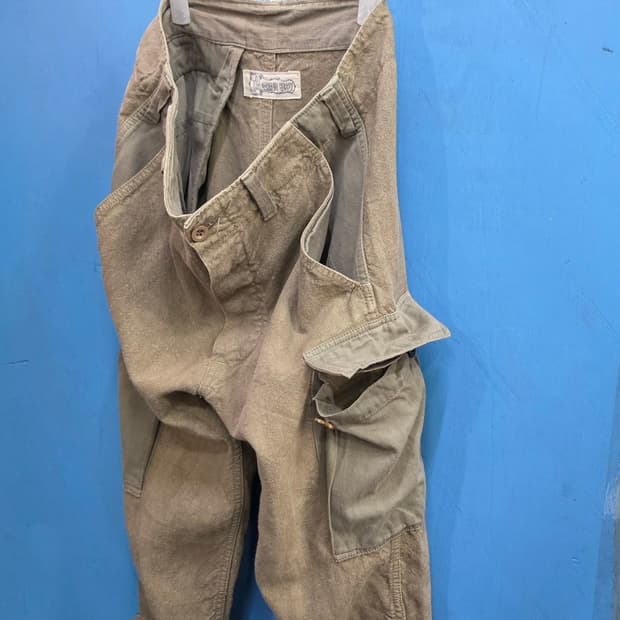 T.K GARMENT SUPPLY 일본 린넨 밀리터리 카고 7/8부 반바