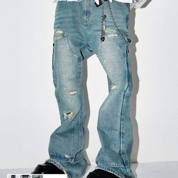 스키즘 인듀싱 부츠컷 플레어 더블니 데님 L