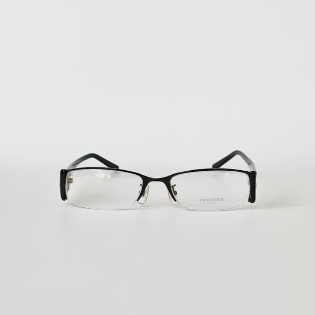 [픽키-581] 블랙 하프림 사각 안경테 남성용 메탈 콤비