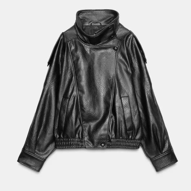 자라 페이크 레더 자켓 M