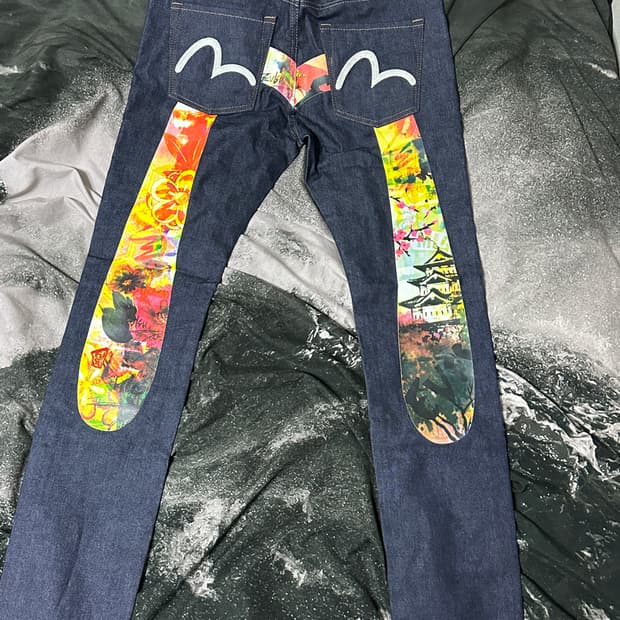 에비수 NO5 백로고 데님 팬츠